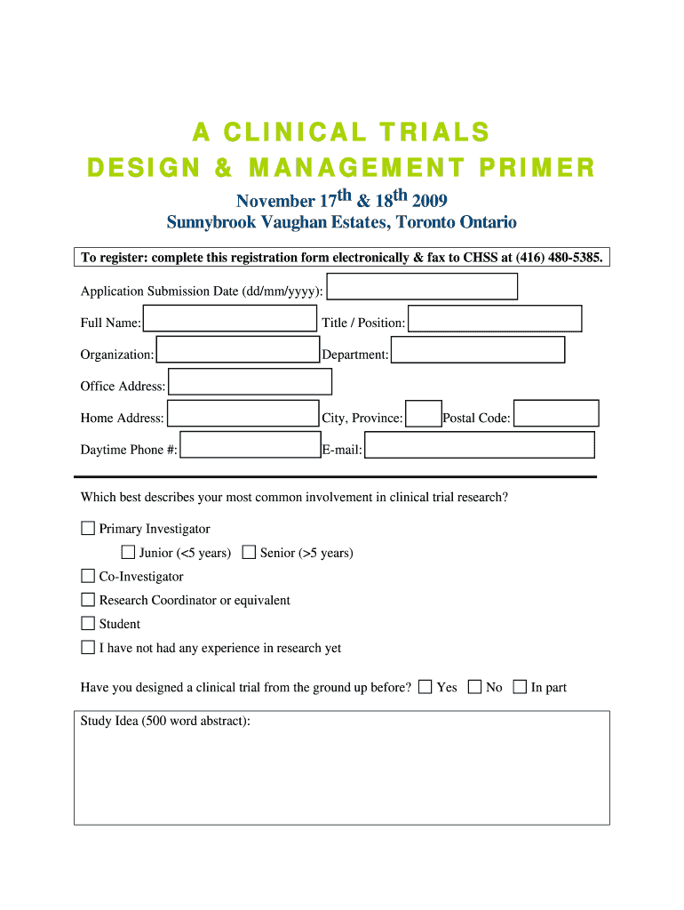 Fillable Online A clinical trials design & management primer