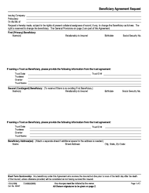 Beneficiary Agreement Request