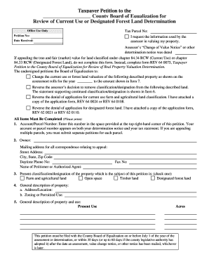Taxpayer Petition for Current Use or Forest Land Valuation Review