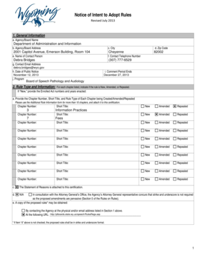 Notice of Intent to Adopt Rules - plboards state wy