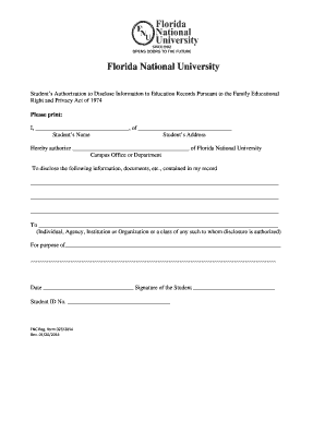 Student Authorization to Disclose Information in Education Records