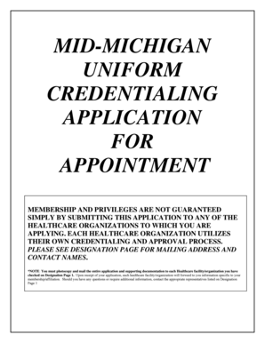 Mid-Michigan Uniform Credentialing Application