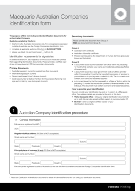 Macquarie Australian Companies Identification Form