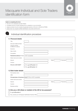 Macquarie Individual and Sole Traders Identification Form