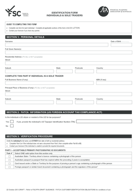 Individuals and Sole Traders Identification Form