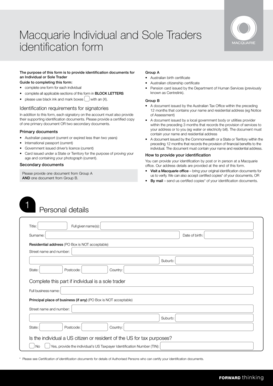 Macquarie Individual and Sole Trader Identification Form