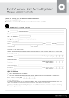 Macquarie Investor/Borrower Online Access Registration
