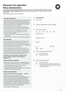 Macquarie Life Policy Change Application