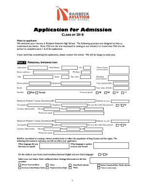 Employee counseling form - RAHS Admissions Application - Highline Public Schools - highlineschools