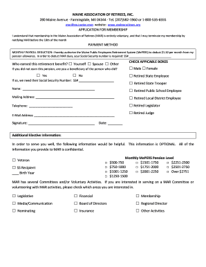 Maine Association of Retirees Membership Application
