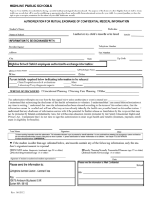 Authorization for Mutual Exchange of Confidential Medical Information