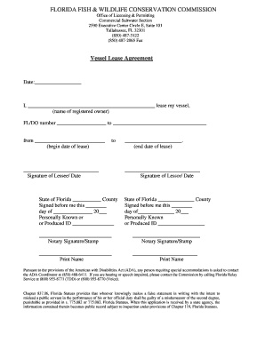 Florida Vessel Lease Agreement