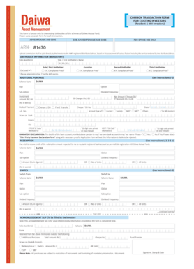 Daiwa Mutual Fund Common Transaction Form