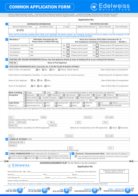 Edelweiss Mutual Fund Application Form