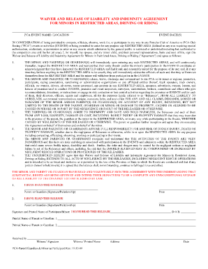 Waiver and Release of Liability for Minors in Restricted Areas