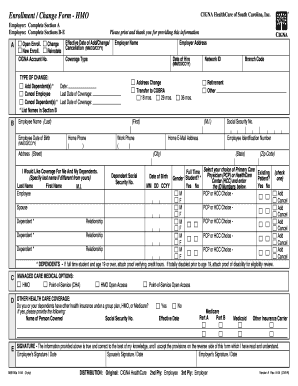 CIGNA HealthCare Enrollment Change Form