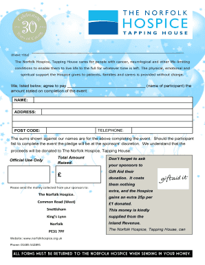 Norfolk Hospice Sponsorship Form