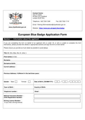 European Blue Badge Application Form
