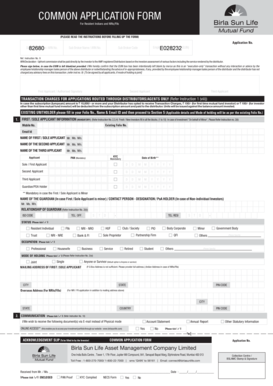 Common Application Form for Mutual Fund Investments