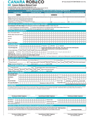 Canara Robeco Mutual Fund SIP Auto Debit Form