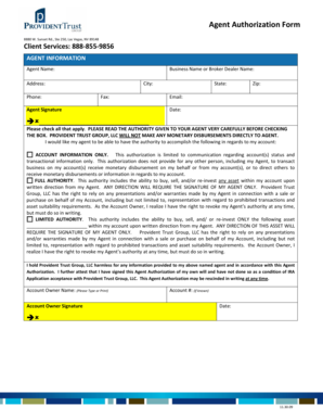 Agent Authorization Form