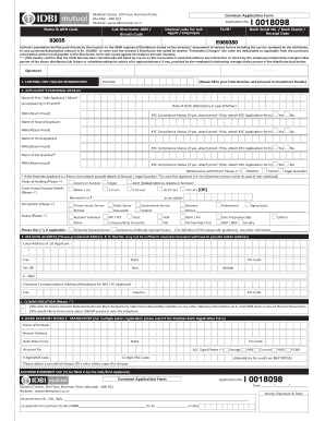 IDBI Mutual Fund Common Application Form