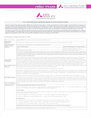 Axis Gold ETF Application Form