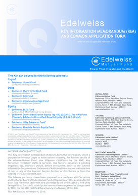 Edelweiss Mutual Fund Application Form