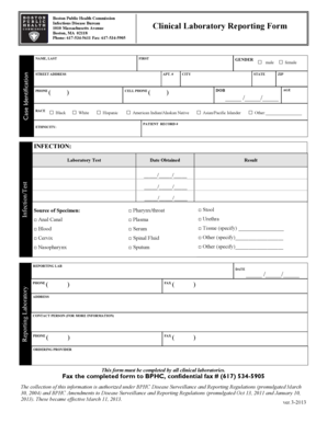 Boston Clinical Laboratory Reporting Form