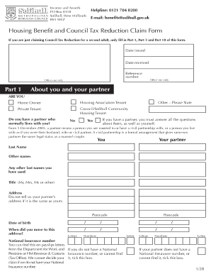 Housing benefit and Council Tax Reduction form - Solihull ... - solihull gov