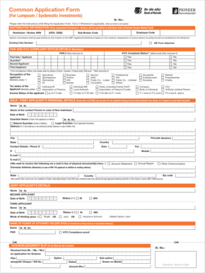 Baroda Pioneer Mutual Fund Application Form