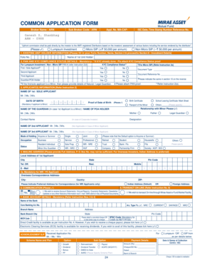 Common Application Form for Mutual Fund Investment
