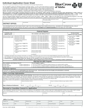 Idaho Individual Application Cover Sheet