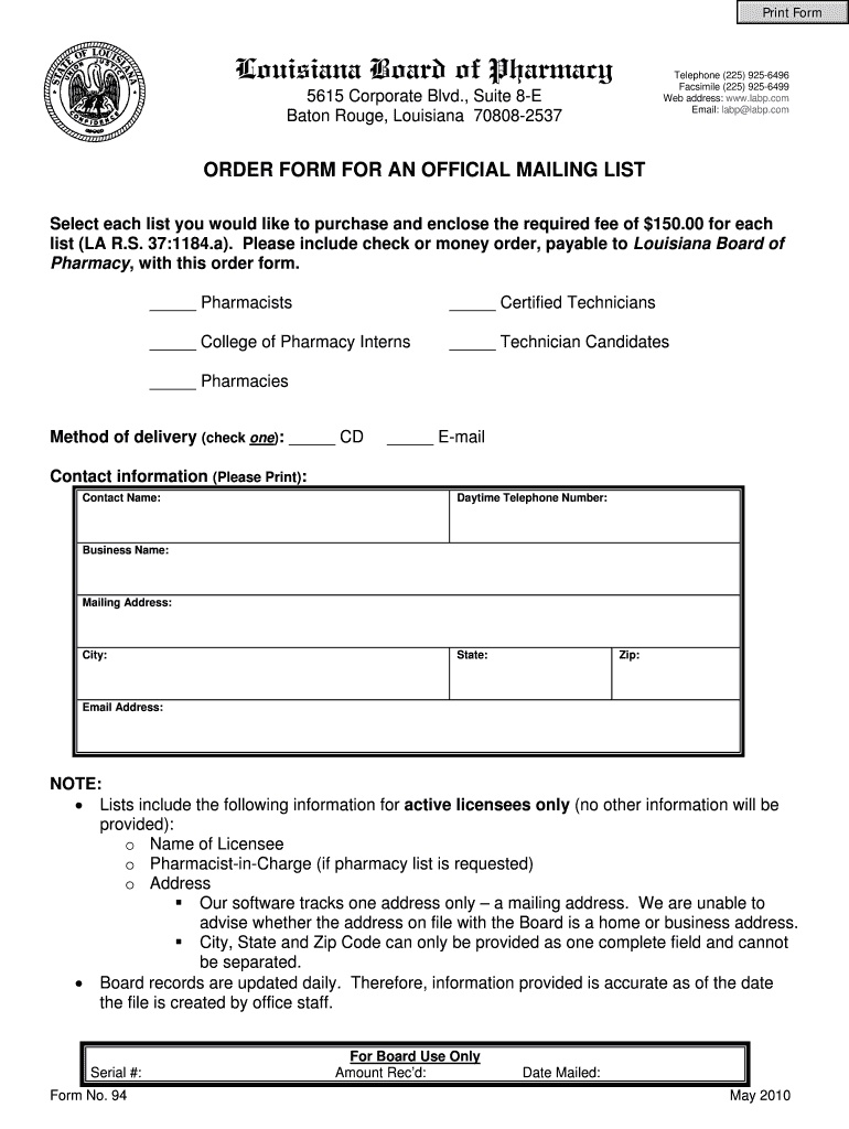 fillable-online-pharmacy-la-order-form-for-an-official-mailing-list-fax