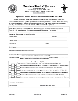 Fillable Online pharmacy la Application for Late Renewal of Pharmacy ...