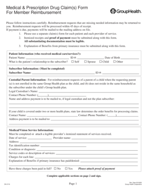 Medical & Prescription Drug Claim Form
