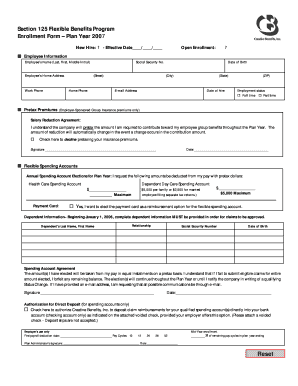 Section 125 Flexible Benefits Enrollment Form