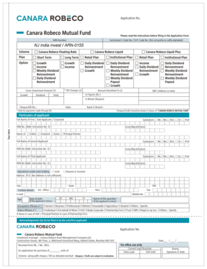 Canara Robeco Mutual Fund Application Form