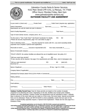 Galveston County Outdoor Facility Use Agreement
