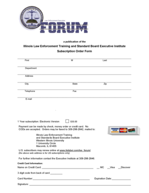 Illinois Law Enforcement Training Subscription Order Form