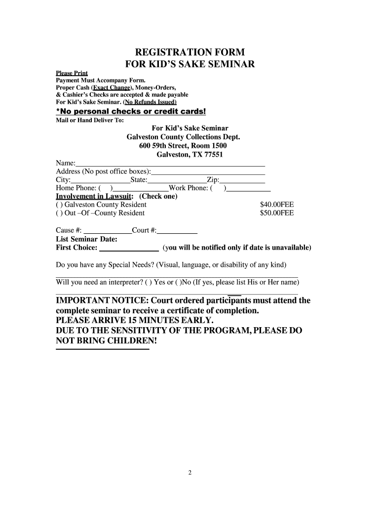 sample registration form for seminar Preview on Page 1