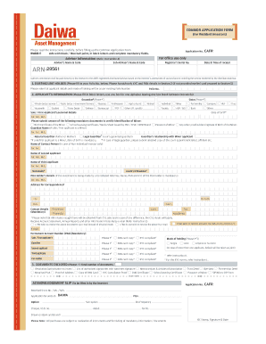 Common Application Form for Resident Investors