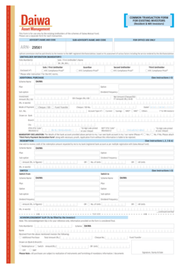 Daiwa Mutual Fund Common Transaction Form