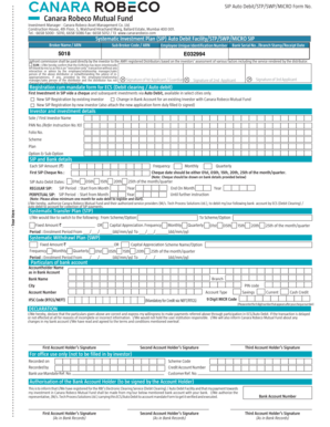 Canara Robeco Mutual Fund SIP Auto Debit Form