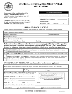 2013 Real Estate Assessment Appeal Application