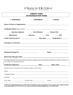 Credit Card Authorization Form