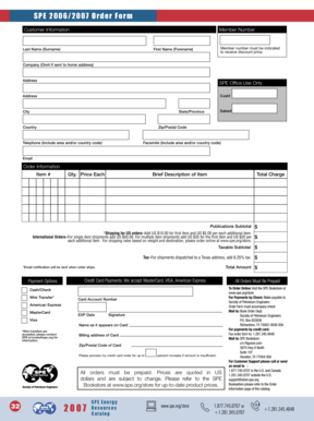 SPE 2006/2007 Order Form