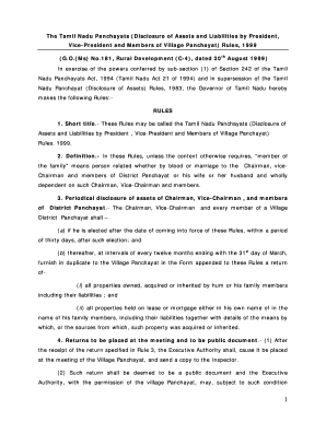 Tamil Nadu Panchayat Disclosure of Assets and Liabilities Form
