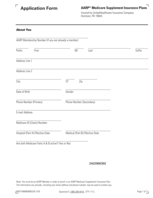 AARP Medicare Supplement Insurance Application