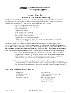 AARP Medicare Supplement Insurance Enrollment Kit